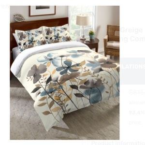 Laurel Home Greige Florals King Comforter